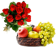 roses and fruits basket