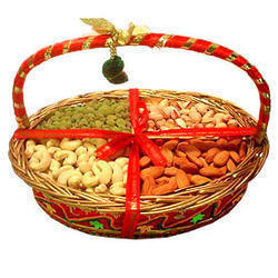 A cane basket of Mix dryfruits.